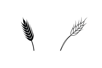 Wheat Stalks Simple Line Art, Black, Grain, Cereal, Agriculture, Harvest, Icons, Design Elements, Fa