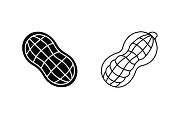 Peanut Icons Filled and Outline Illustrations, Vector Graphics, Food Design