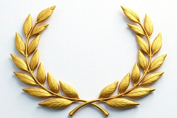 Gold laurel wreath on white background with soccer ball, victory, design