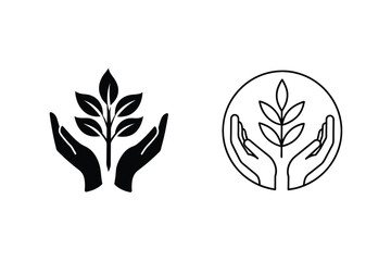 Ecofriendly Nature Logos Hands Protecting Plant Life Growth