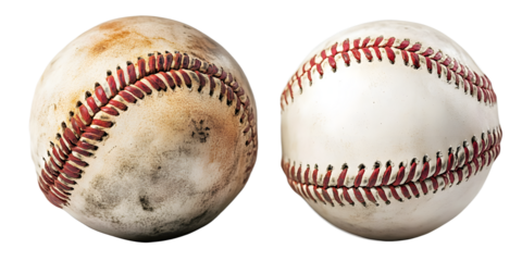 Baseball used isolated on transparent background, PNG, 