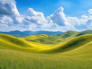 Obraz premium Vast green hills under bright sky