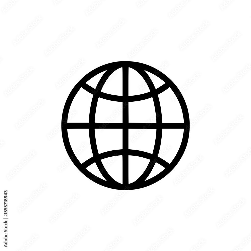 Canvas Prints a simple line drawing of a spherical globe representing the world or international connection it's i