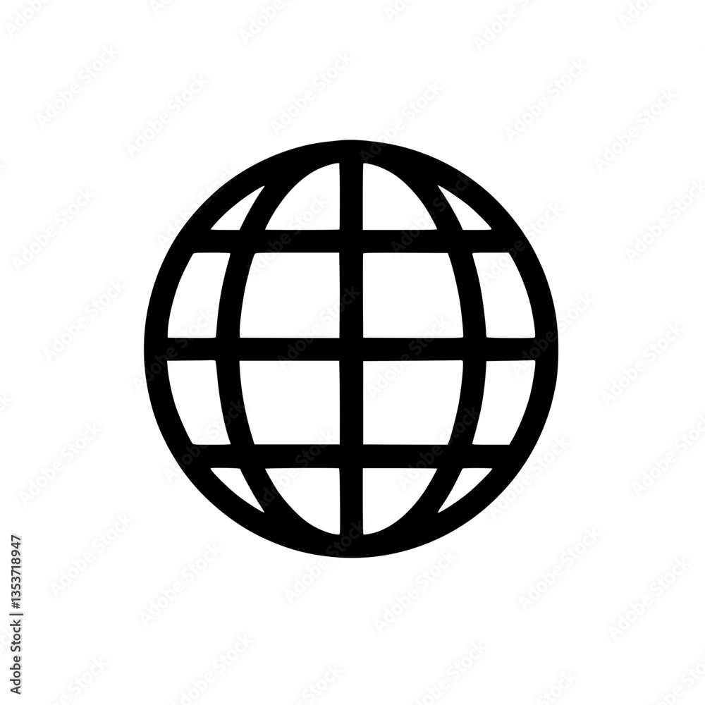 Wall mural global network icon simple and vector illustration of the planet earth depicted as a spherical grid 