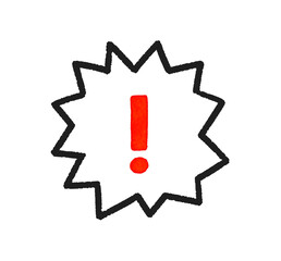 ！（ビックリマーク）のかわいい手書き文字・吹き出し　手描き水彩イラスト素材