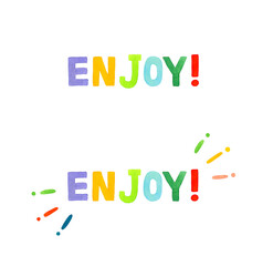 ENJOY!（エンジョイ）のかわいい手書き文字セット　手描き水彩イラスト素材