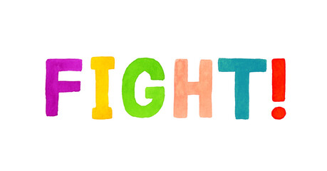 FIGHT!（ファイト）のかわいい手書き文字　手描き水彩イラスト素材