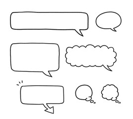 シンプルな吹き出しのセット　手描きイラスト素材