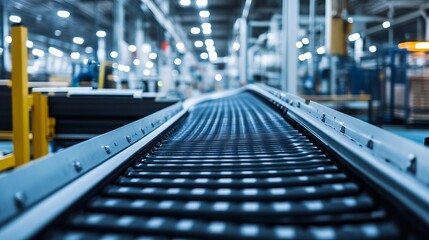 Fototapeta premium Automated Conveyor Belts for Efficient Goods Movement in Modern Industry
