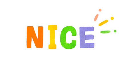 NICE（ナイス）のかわいい手書き文字　手描き水彩イラスト素材