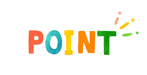 POINT（ポイント）のかわいい手書き文字　手描き水彩イラスト素材