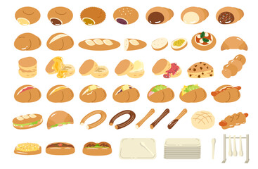 いろんなパンのイラストセット