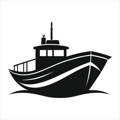 Fototapeta premium Vector illustration of a ship sailing on the sea. Ai generated.