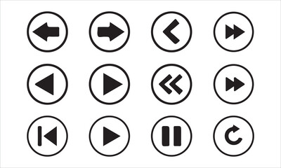 Media player icons. Play and pause buttons icon set, ideal for media players. Vector illustration Eps 10
