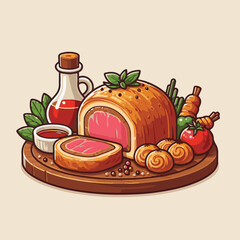 meat, food, traditional, slice, dinner, pastry, meal, beef, cooking, red, lunch, holiday, wellington, sauce, roasted, recipe, puff, cut, fillet, stuffed, steak, pie, christmas, tradition, ingredient, 