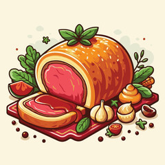 meat, food, traditional, slice, dinner, pastry, meal, beef, cooking, red, lunch, holiday, wellington, sauce, roasted, recipe, puff, cut, fillet, stuffed, steak, pie, christmas, tradition, ingredient, 