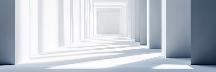 Minimalist expo banner featuring clean white space and geometric elements