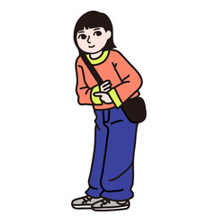 おしゃれ　ファッション　女性　線画　　ベクター