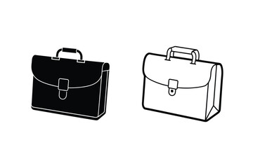 Briefcase Icons Black, White, Outline, Business, Professional, Office, Portfolio, Case, Bag, Attaché