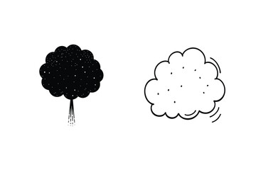 Cartoon Smoke Explosions Puffs Clouds Black White Design Elements
