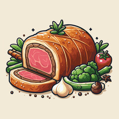 meat, food, traditional, slice, dinner, pastry, meal, beef, cooking, red, lunch, holiday, wellington, sauce, roasted, recipe, puff, cut, fillet, stuffed, steak, pie, christmas, tradition, ingredient, 