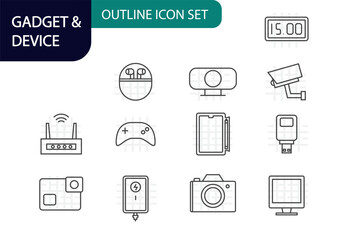 Gadget and device outline icon set