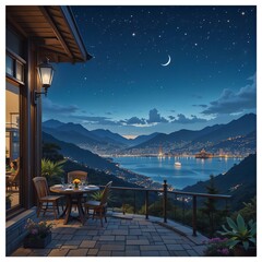 Fototapeta premium Una deslumbrante vista nocturna en un hermoso lugar.