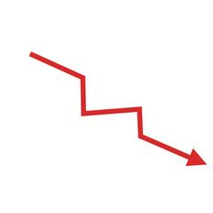 Red arrow going down stock icon. Financial market crash icon for your website design. Graph chart downtrend symbol.