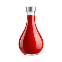 Elegant glass bottle of vibrant red ketchup
