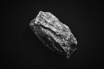 Naklejka premium A large grey rock floats in a dark starry cosmic expanse