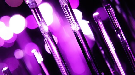 Purple light tubes in bokeh effect