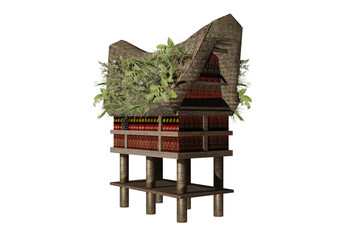 3d rendered alang house indonesia torajan traditional rice barn transparent background illustration