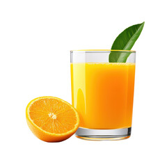 Fototapeta premium Refreshing glass of orange juice with a fresh orange slice