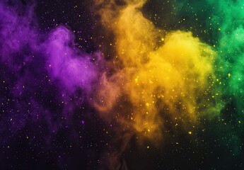 Naklejka premium Colorful Smoke Clouds in Purple and Yellow against Dark Background for Creative Art and Design Projects