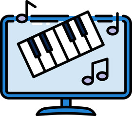 Piano tutorial channel line icon