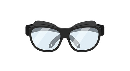 Fototapeta premium Cartoon Black Goggles or Safety Glasses Protective Eyewear Isolated on White