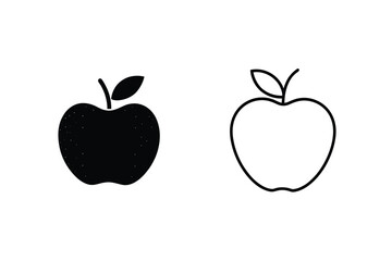 Apple Icons Filled, Outline, Fruit, Graphic, Design, Symbol, Vector, Illustration, Simple, White