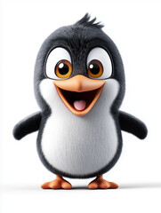 Obraz premium cute 3D penguin character isolated on white background