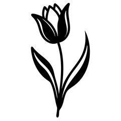 Detailed Tulip Silhouette – Vector Illustration, Floral Clipart, Botanical Icon