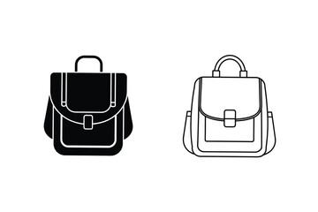 Stylish Backpacks Black Silhouette and Line Art Designs