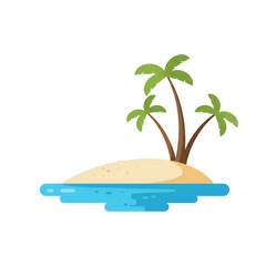 Fototapeta premium Tropical Paradise Island with Palm Trees and Blue Ocean Beach