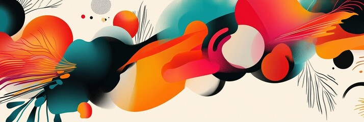 Vibrant abstract banner for digital art symposium featuring bold colors and shapes