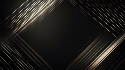 Obraz premium Abstract geometric background design, dark gold lines on black, elegant