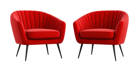 Stylish red accent chairs with modern design