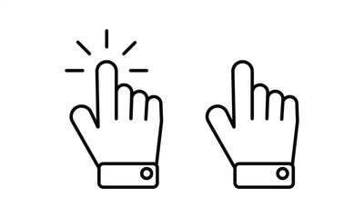 Fototapeta premium Computer mouse click cursor icon. Click cursor collection. Clicking finger. Hand pointer icon. Cursor. Vector illustration