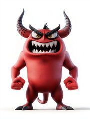 cute 3D devil character isolated on white background