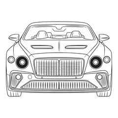 Car front view line art vector illustration   isolated  on white background