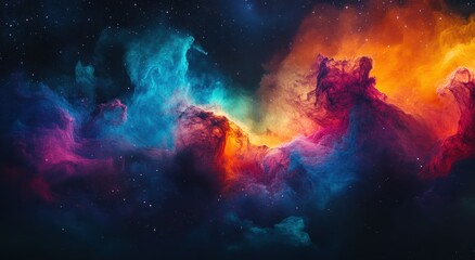 Ethereal Cosmic Nebula with Vibrant Colors and Starry Background Creating a Stunning Space Scene for Astrophysics and Fantasy Illustrations