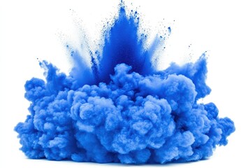 Fototapeta premium Explosive Blue Smoke Cloud Burst Forming Artistic Background for Creative Visuals and Design Projects
