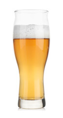 Glass of fresh beer with foam isolated on white